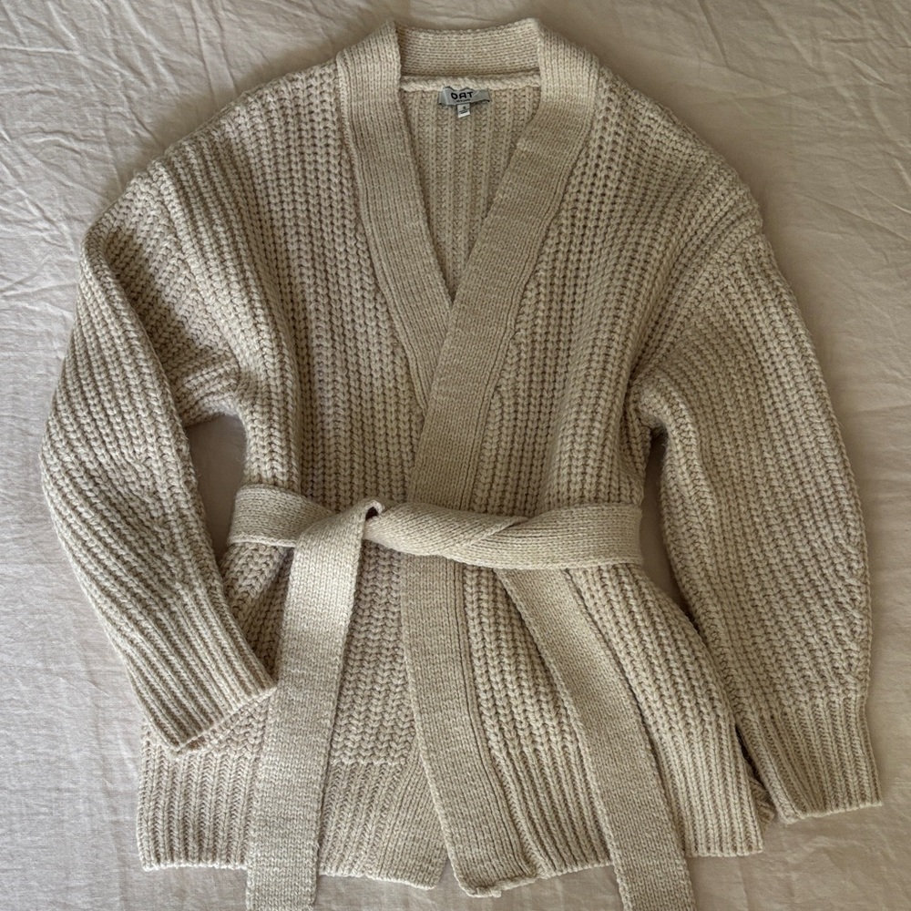 Oat Belted Chunky Knit Cardigan